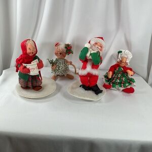 AnnaLee Christmas Dolls Lot of 4 Vtg New England Holidays Grandmas House Winter